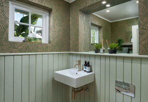 Ensemble douche/baignoire, sèche-cheveux, serviettes fournies, savon