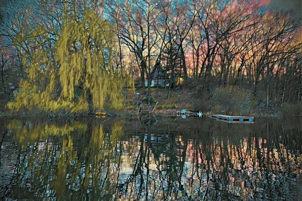 View of cabin from the lake