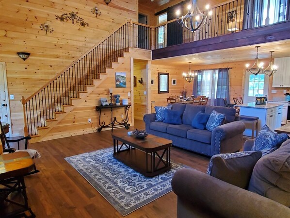 House (River_Rock_Cabin) | Living room | TV, fireplace - River Rock Cabin (Shenandoah)