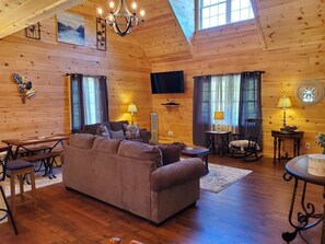 House (River_Rock_Cabin) | Living room | TV, fireplace - River Rock Cabin (Shenandoah)