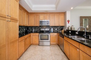 Fridge, microwave, oven, dishwasher