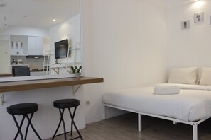 Apartamento, no fumadores, cocina básica | 1 dormitorio, tabla de planchar con plancha, wifi gratis y ropa de cama
