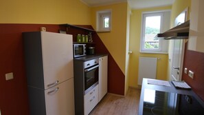Fridge, microwave, stovetop, dishwasher