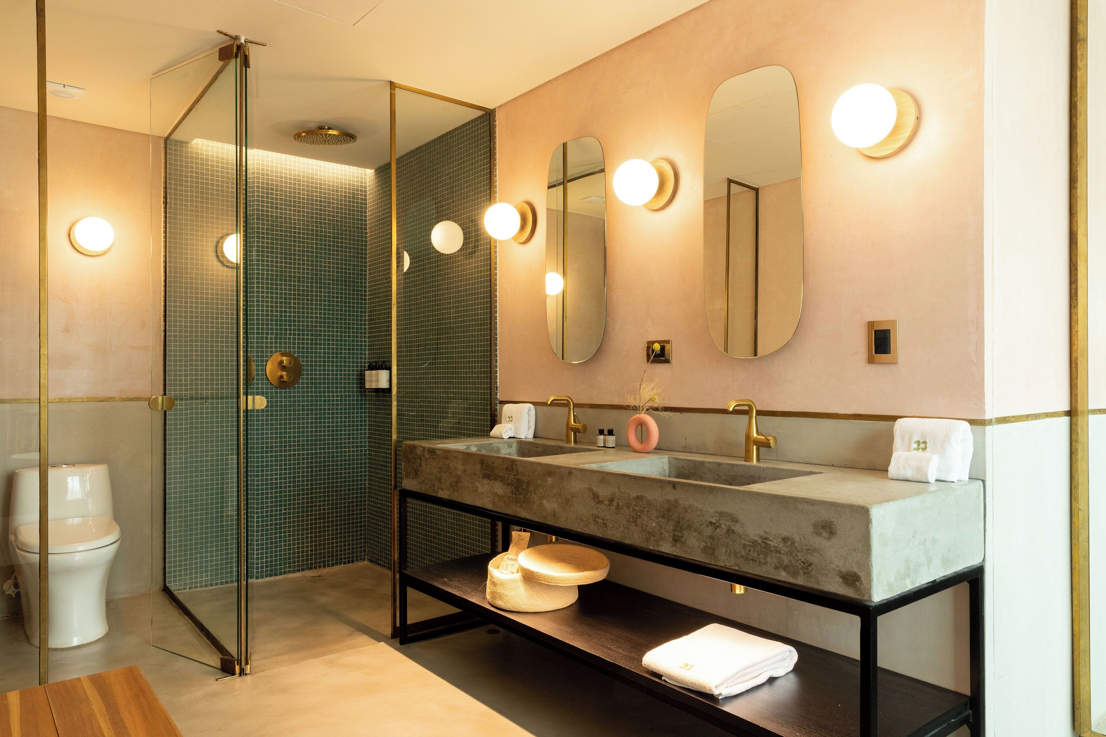 hair dryer, bathrobes, towels, soap