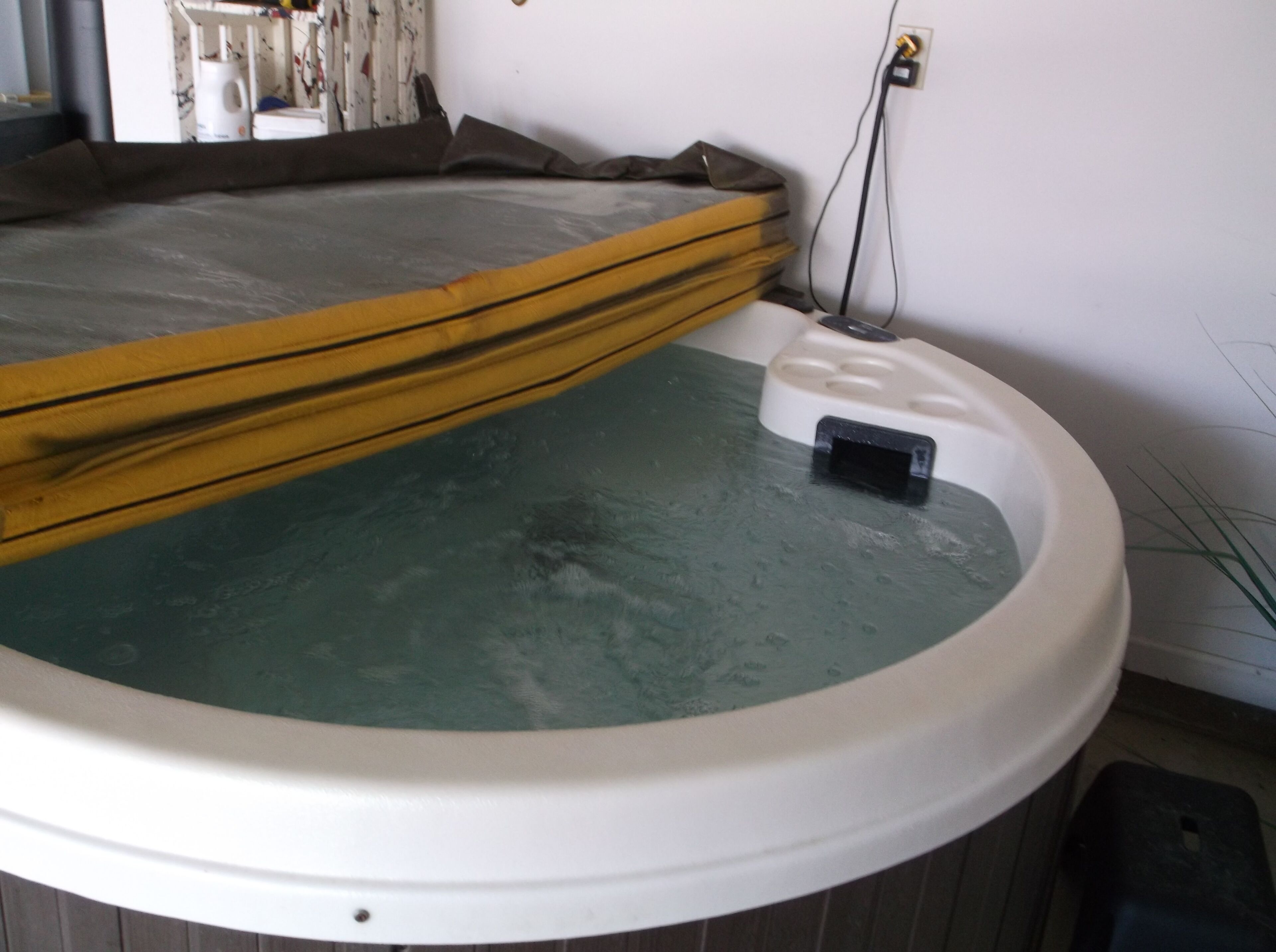 hot tub in garage open year round.