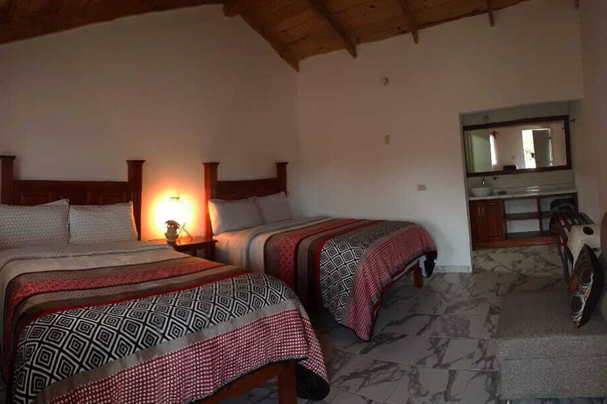 Basic Double Room, 2 Queen Beds | Iron/ironing board, free WiFi, bed sheets