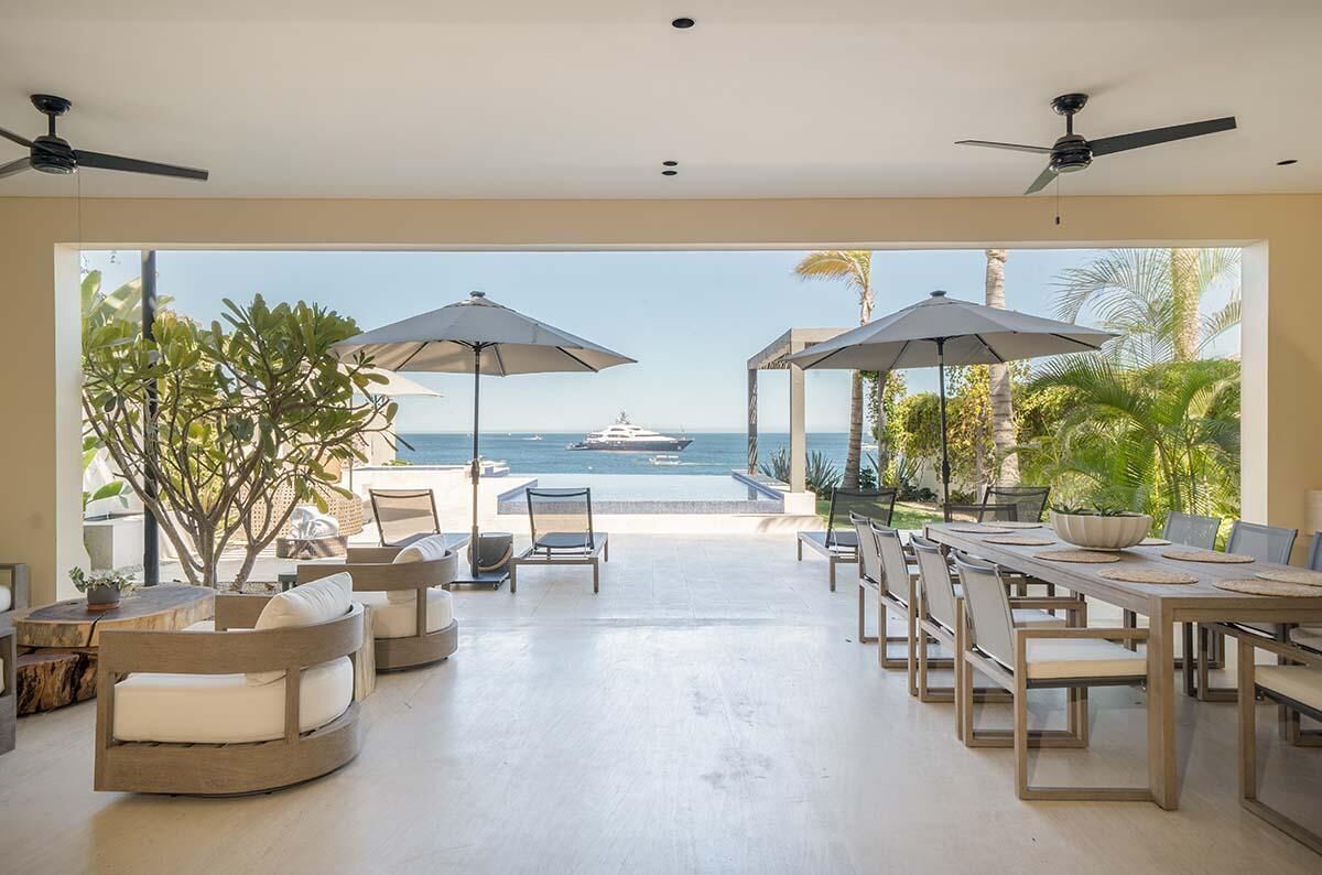 five bedroom beachfront villa - baja collection | living area | 55-inch flat-screen tv with satellite channels, tv