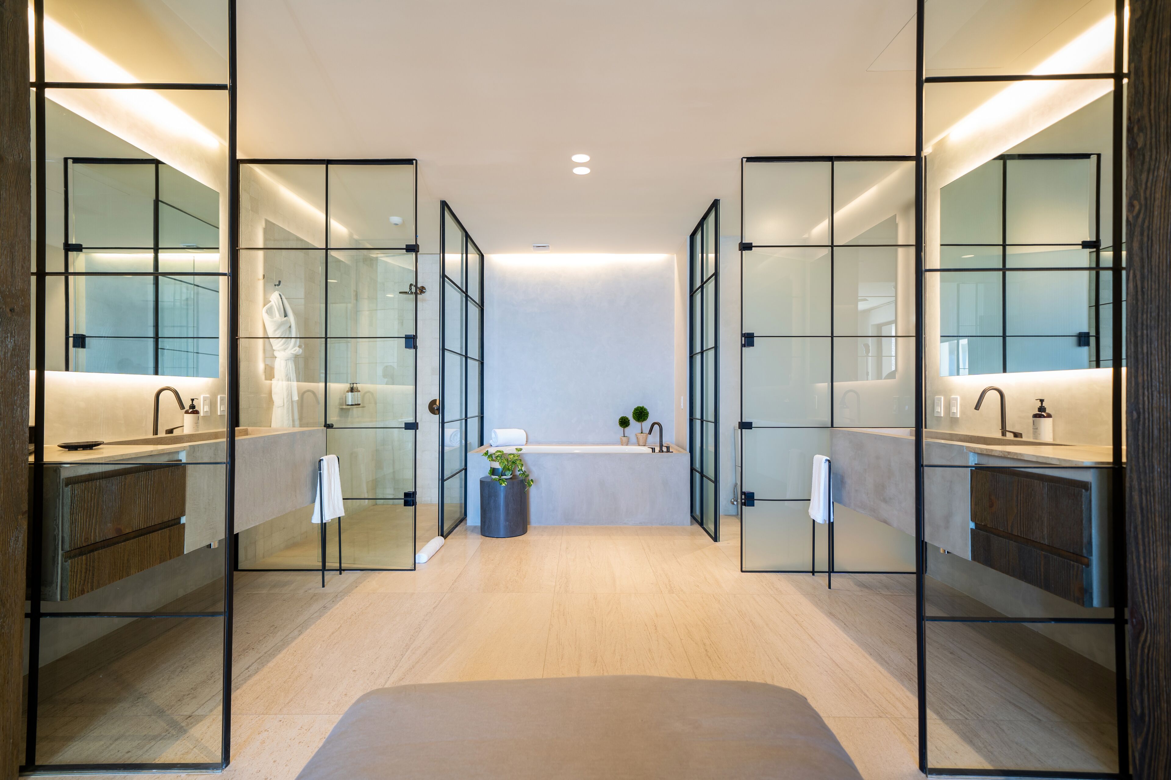 three bedroom ocean view home - baja collection | bathroom | designer toiletries, hair dryer, bathrobes, slippers