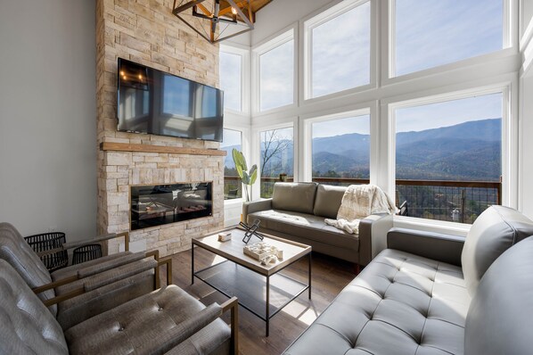 Smart TV, fireplace, video games