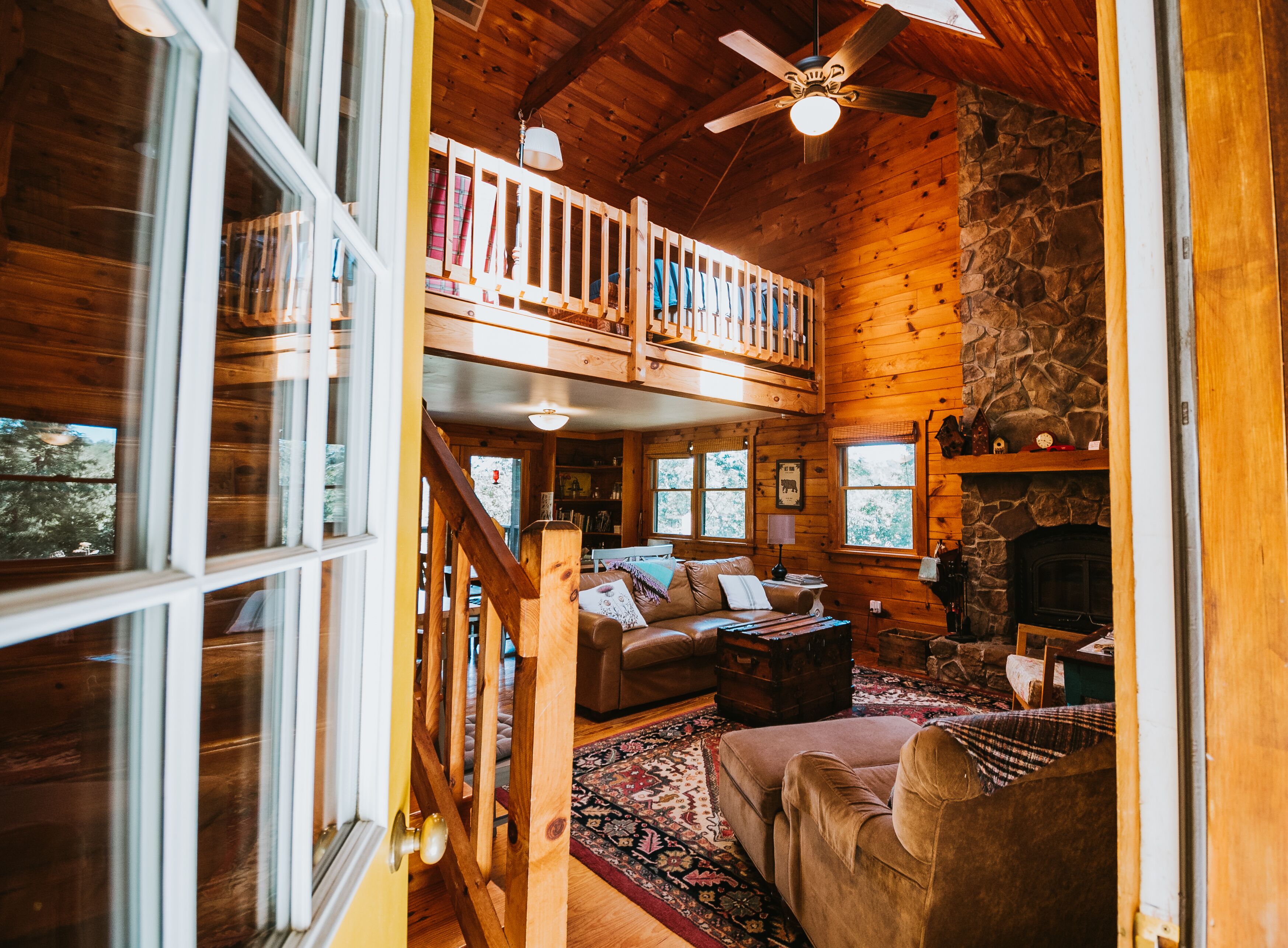 Smart TV, fireplace, video games, DVD player