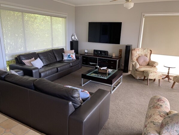 TV, DVD player, stereo