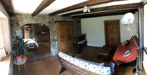 TV, fireplace, video games, books