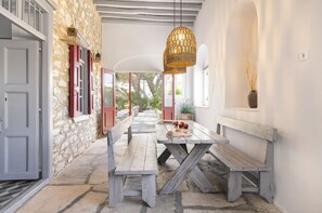 Outdoor dining - Villa Gaia Syros | 1800's Stone Building (Syros Ano Manna)