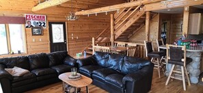 Smart TV, fireplace, DVD player, video library
