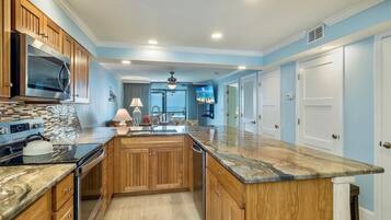 Condo (Pointe Santo E6) | Private kitchen | Fridge, microwave, stovetop, dishwasher