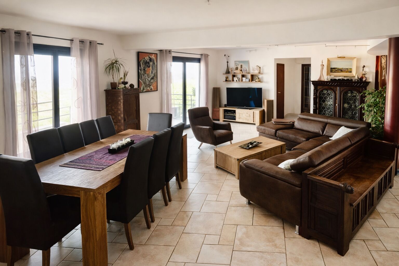 TV, fireplace, DVD player, foosball