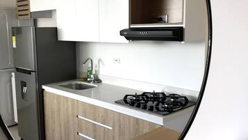 Standard-Apartment | Eigene Küche | Kühlschrank, Mikrowelle, Herdplatte, Espressomaschine