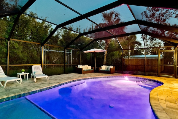 Enjoy the pool day or night