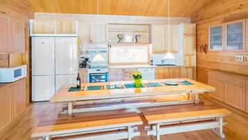 Fridge, microwave, dishwasher, high chair