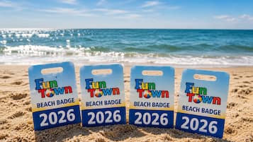 On the beach, beach towels