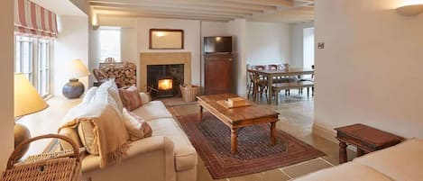 Télévision, cheminée, espaces bureaux