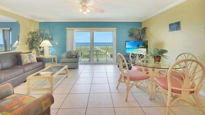 TV, DVD player, ping pong, books