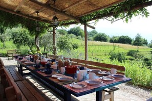 Outdoor dining - Farm house (Sleeps 10, 5 Bedrooms) (Promiana, Molazzana, Lucca ,Toscana)