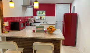 High chair, cookware/dishes/utensils, dining tables, kitchen islands
