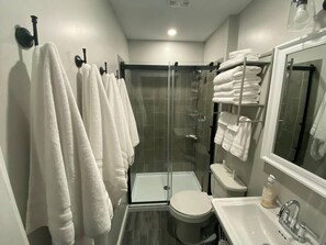 Hair dryer, towels