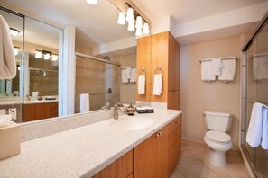 Shower, hair dryer, towels, soap -  Ultimate Oceanfront Paradise - Mana Kai Maui #812C - Breathtaking Views (Kihei, Maui)