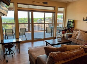 Smart TV, fireplace, video games, table football