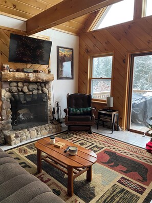 Fernseher, Kamin, Bücher