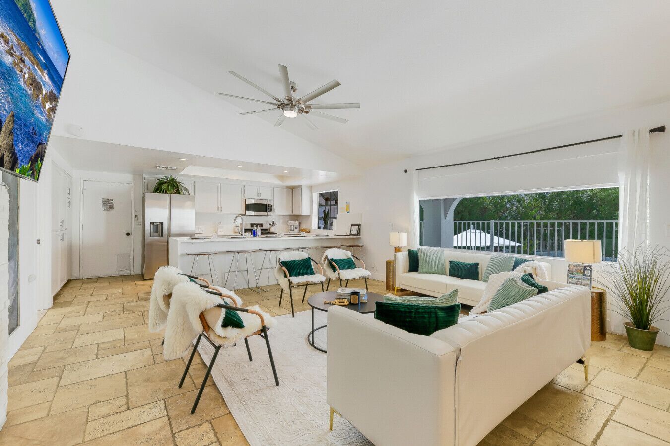 Smart TV, fireplace, foosball, table tennis