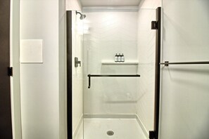 Douche, séchoir à cheveux, serviettes fournies
