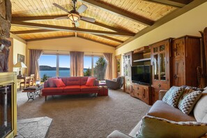 TV, DVD player, video library