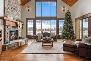 Smart TV, fireplace, DVD player, books