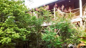 Un bâtiment en bois avec une enseigne bien visible portant l’inscription « SANPOPO ».