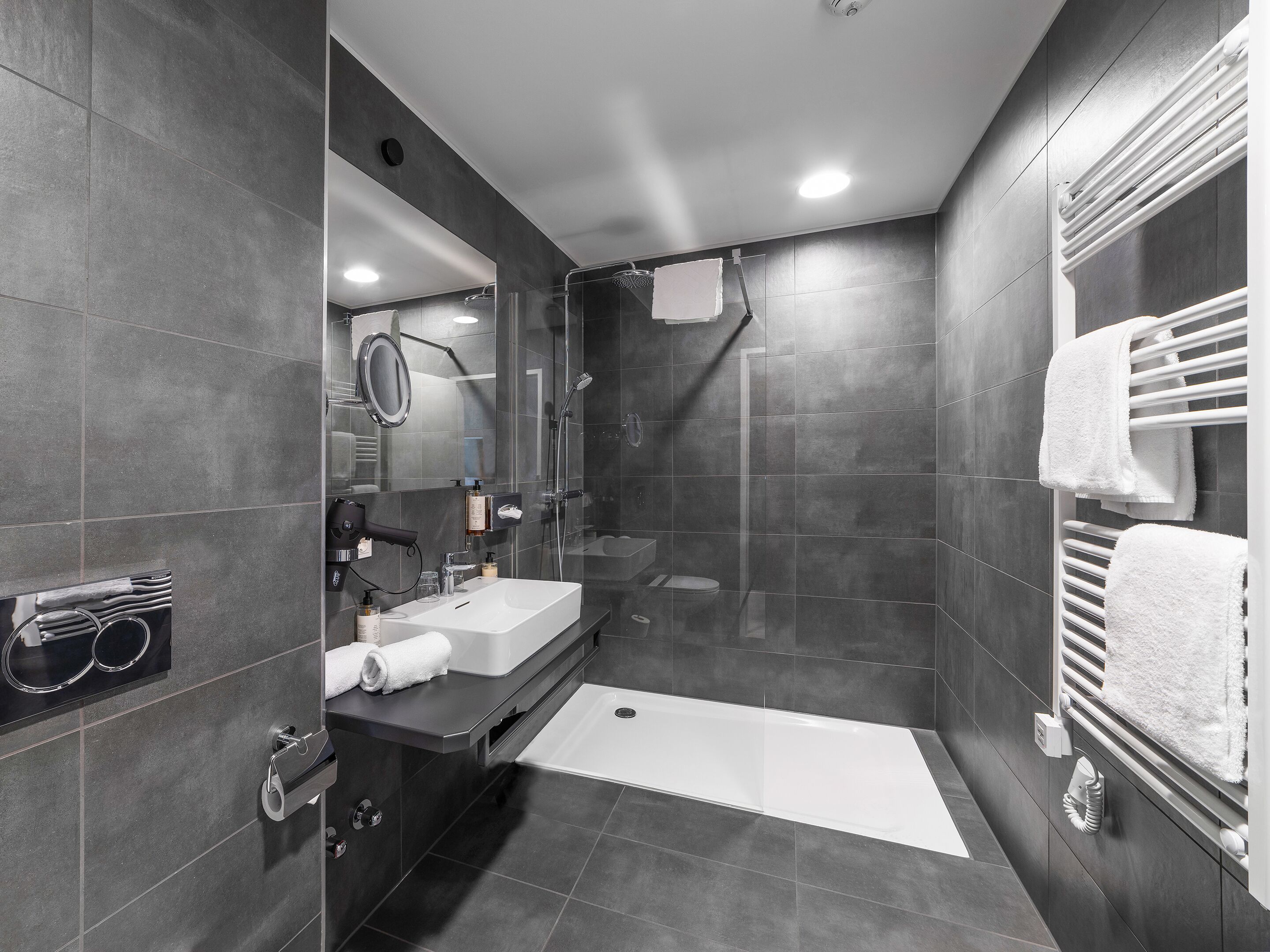 suite, city view | bathroom | shower, rainfall showerhead, free toiletries, hair dryer