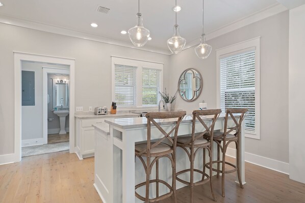 Fridge, microwave, oven, stovetop - 'Azul' Luxury 3BR WaterColor Home w/ Golf Cart & Beach Club Access (Santa Rosa Beach)