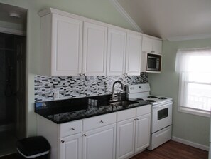 Fridge, microwave, stovetop, toaster