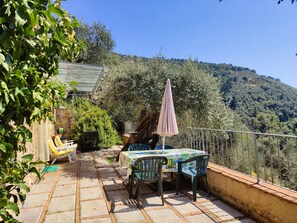 Outdoor dining - Detached house in nature suitable for families (2 double bedrooms) and dogs (Camaiore)