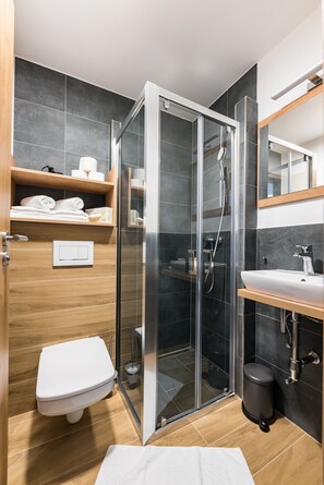 Economy Room | Bathroom | Hair dryer, towels, soap, shampoo - TirolApart am Lift (Jochberg)