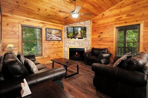 TV, fireplace, table football