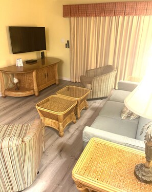 Comfort Condo, 2 Bedrooms, Kitchen, Beachfront | Living area | TV