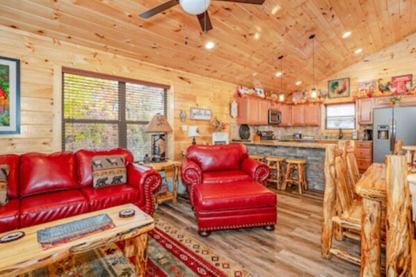 Smart TV, fireplace, video games, DVD player