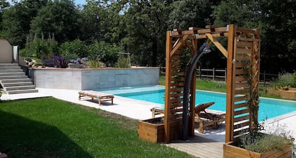 Large Pool under oaks