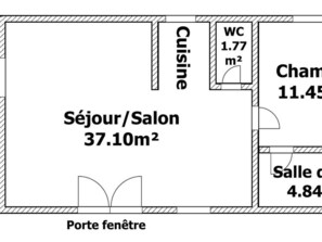 Floor plan - Charming Cottage for 2 in Renovated Barn with Private Terrace, Near Rail Bike Trail (Commequiers)