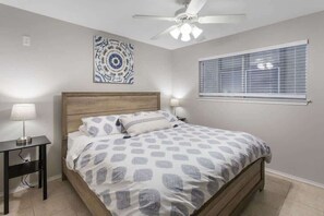 2 bedrooms, iron/ironing board, WiFi, bed sheets