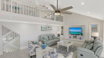 Smart TV, foosball, table tennis, books