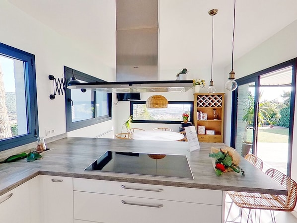 Kühlschrank, Mikrowelle, Ofen, Herdplatte